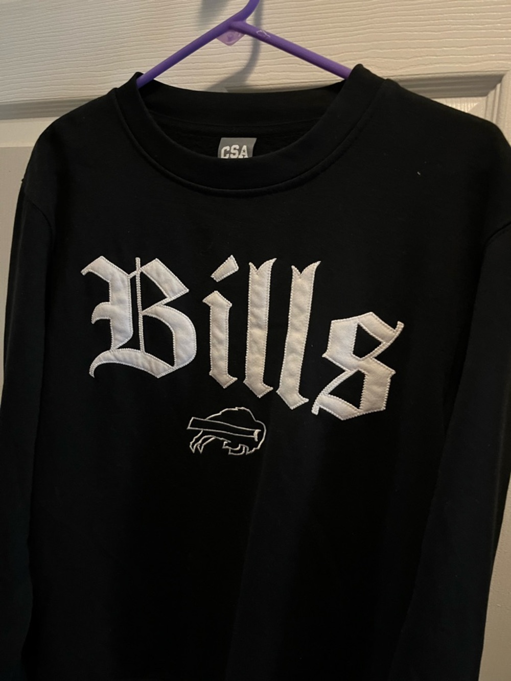 CSA Black 'Bills' Embroidered Crewneck  Sweatshirt Mens Size Medium Longsleeve